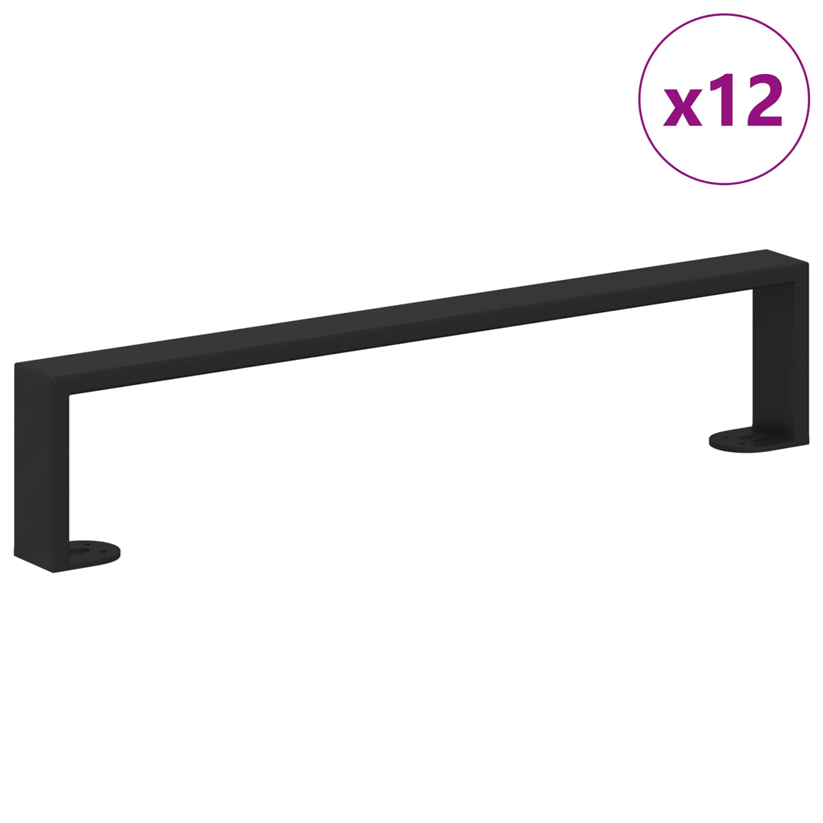 vidaXL Furniture Feet 12 pcs Black 481 x 40.5 x 100 mm Iron 2
