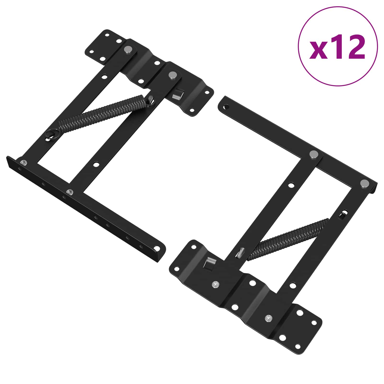 vidaXL Bed Lift Mechanism 12 pcs Black 340 x 95 x 40 mm Iron 2