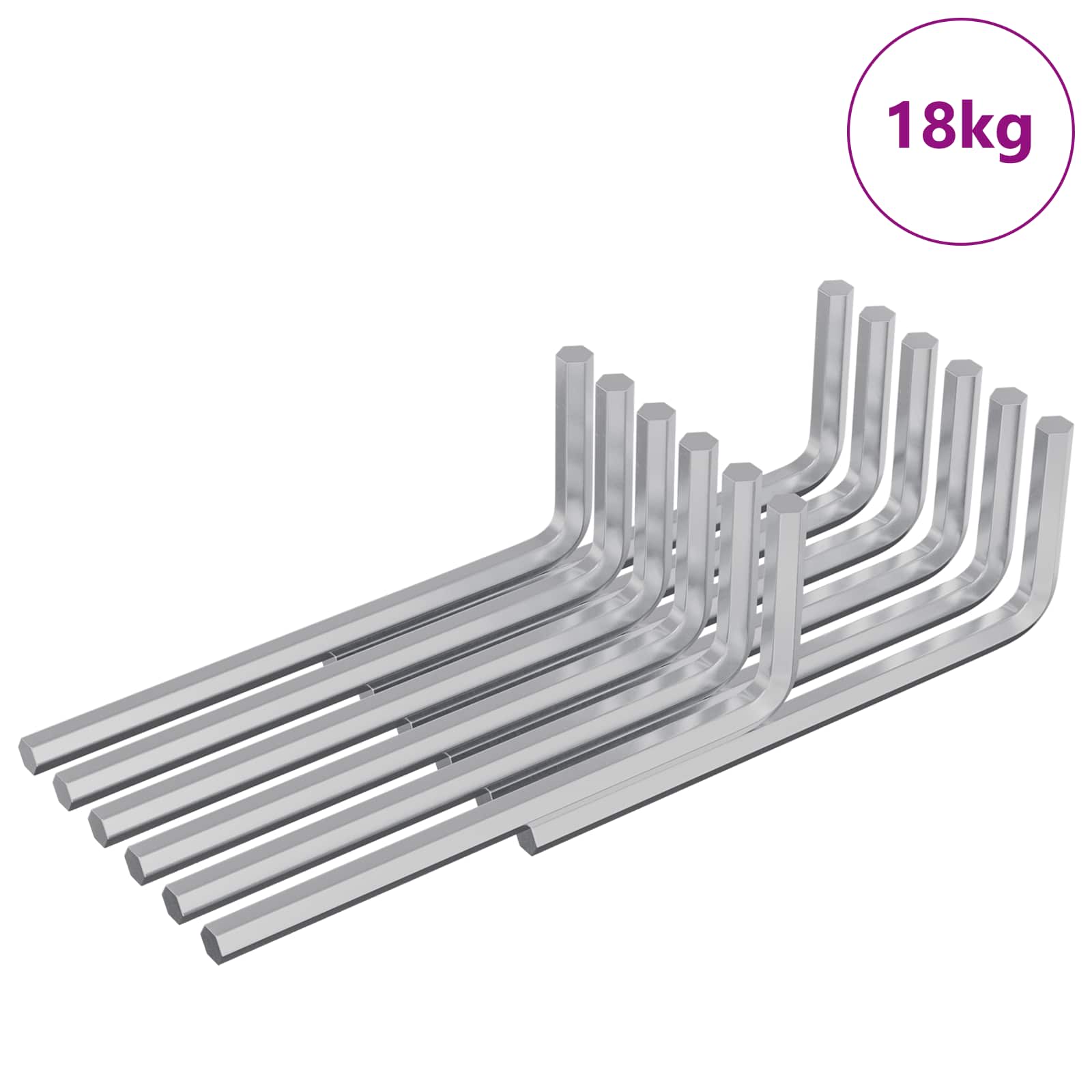 vidaXL Hex Key 4675 pcs Silver 20 x 52 mm Steel 2