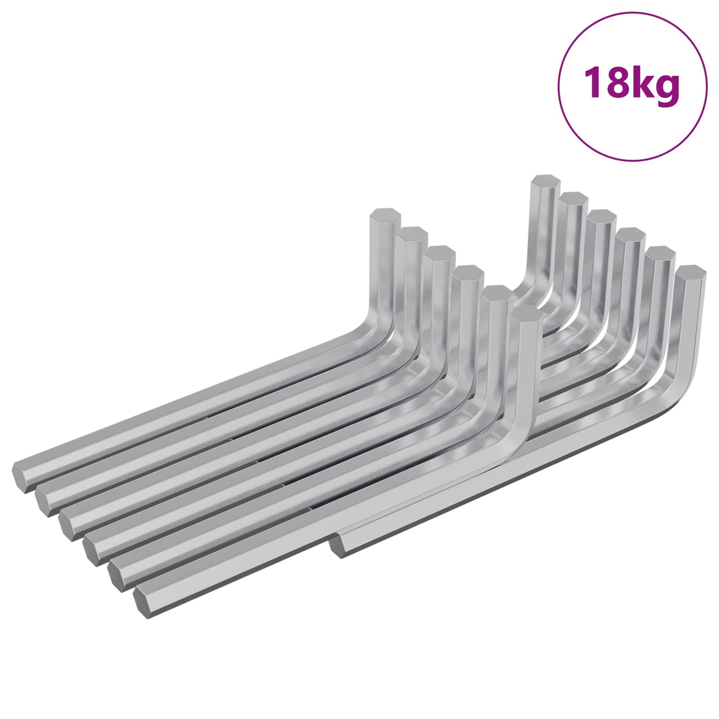 vidaXL Hex Key 1800 pcs Silver 32 x 86 mm Steel 3