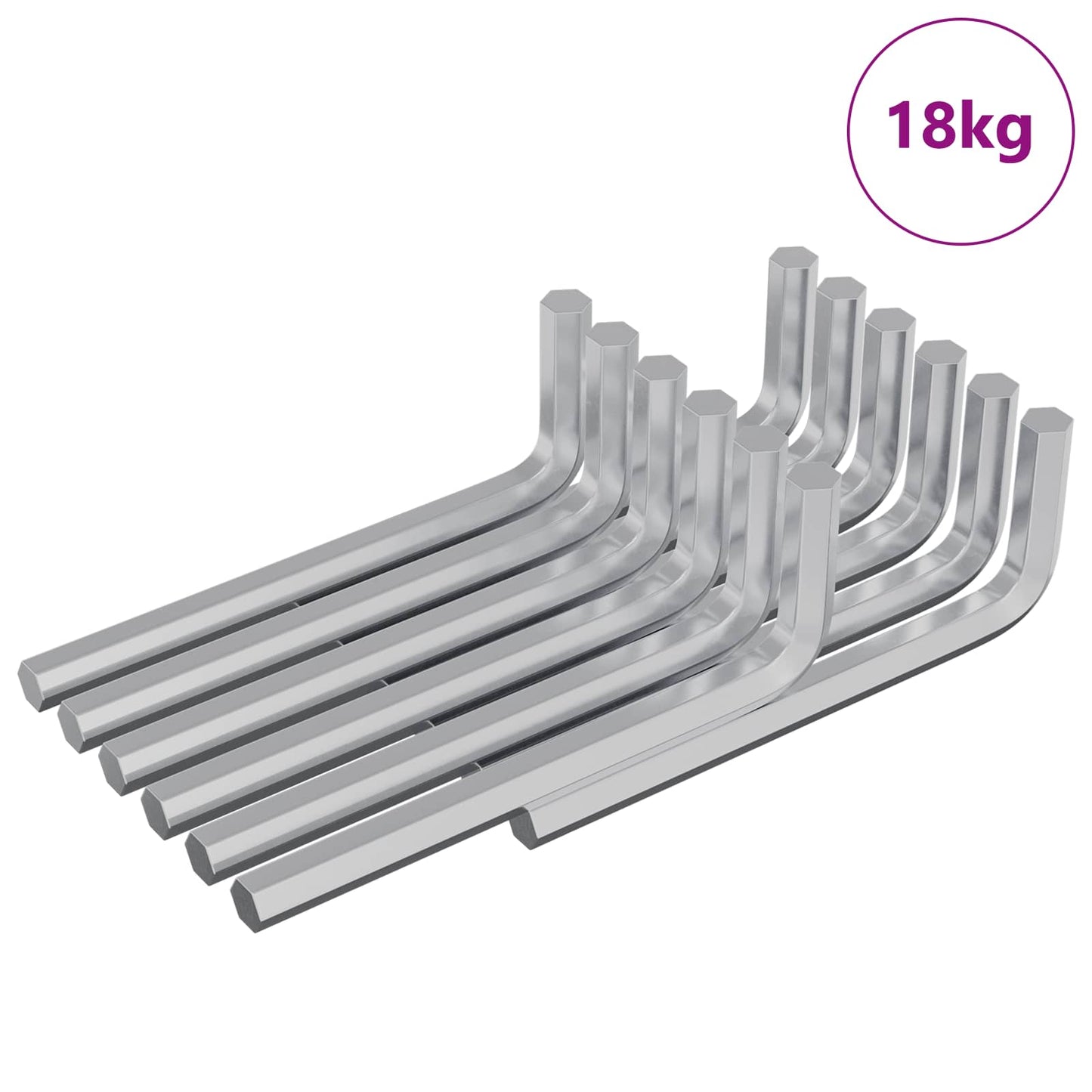 vidaXL Hex Key 1800 pcs Silver 32 x 86 mm Steel 2