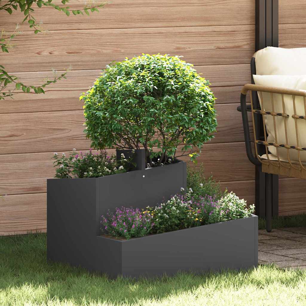 vidaXL Garden Planter Black 60 x 60 x 50 cm Cold-rolled Steel 1