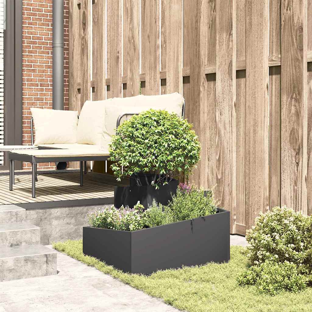 vidaXL Garden Planter Black 60 x 60 x 50 cm Cold-rolled Steel 4