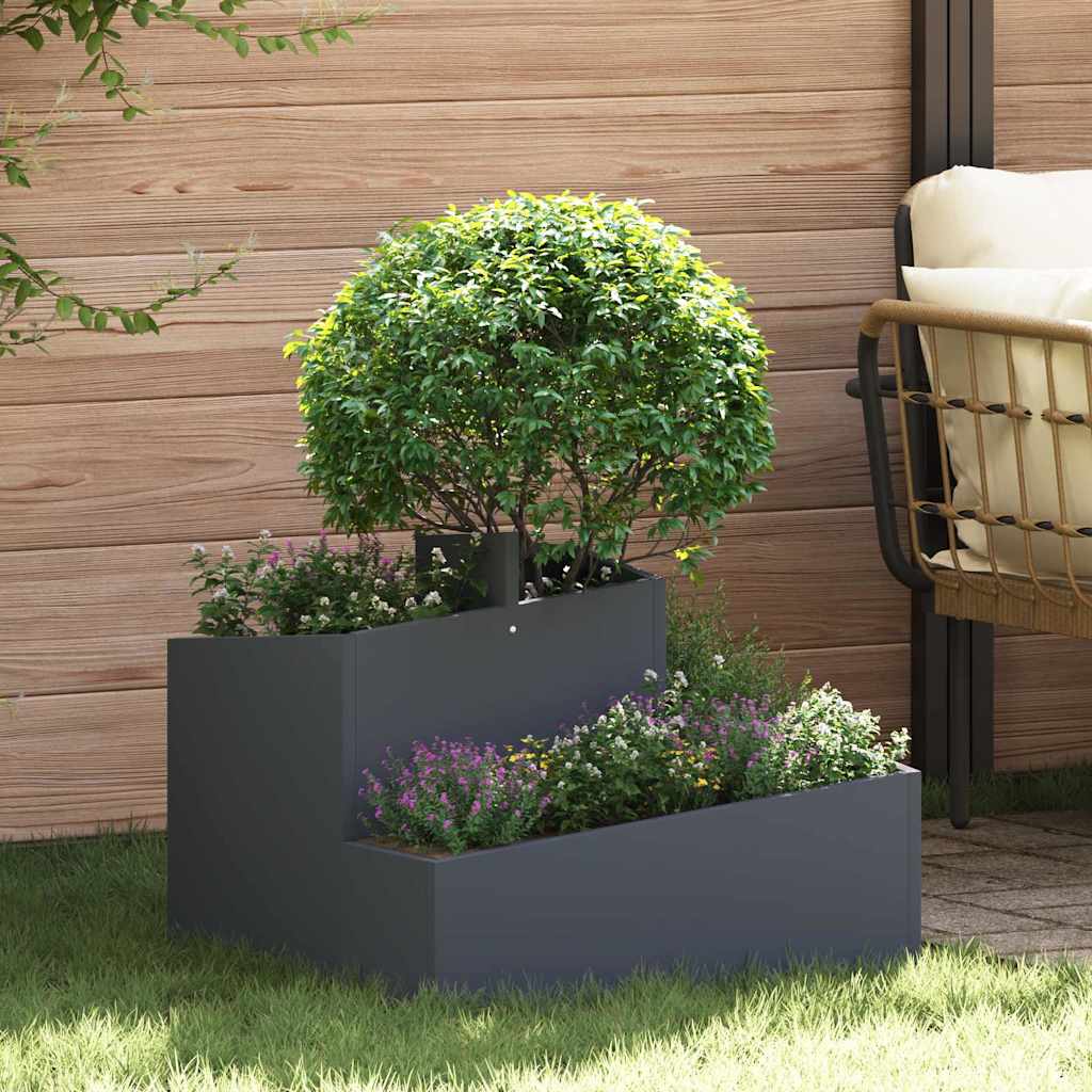 vidaXL Garden Planter Anthracite 60 x 60 x 50 cm Cold-rolled Steel 1