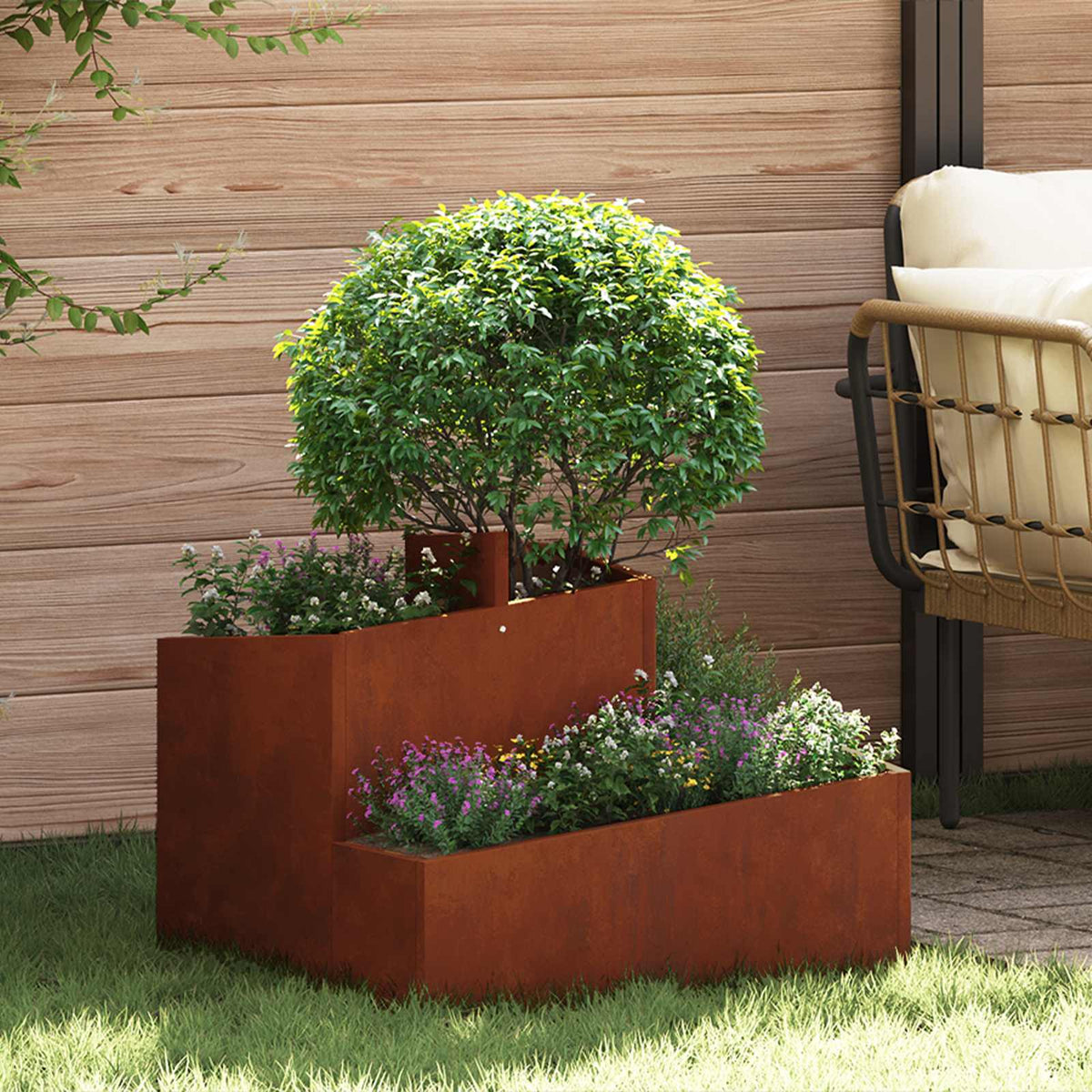 vidaXL Garden Planter Rusty 60 x 60 x 50 cm Weathering Steel 1