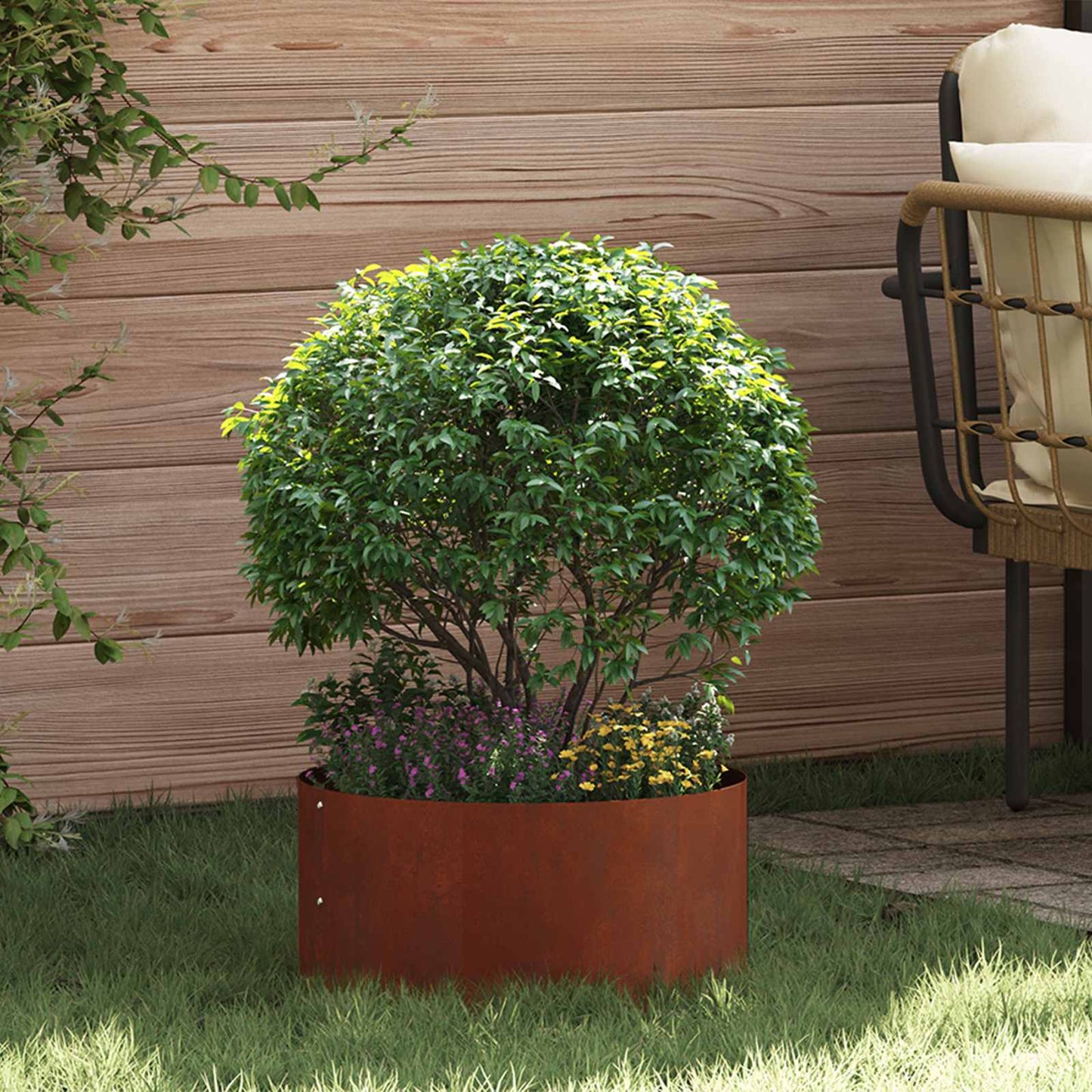 vidaXL Planter Ring 5 pcs Rusty 40 x 40 x 20 cm Weathering Steel 1