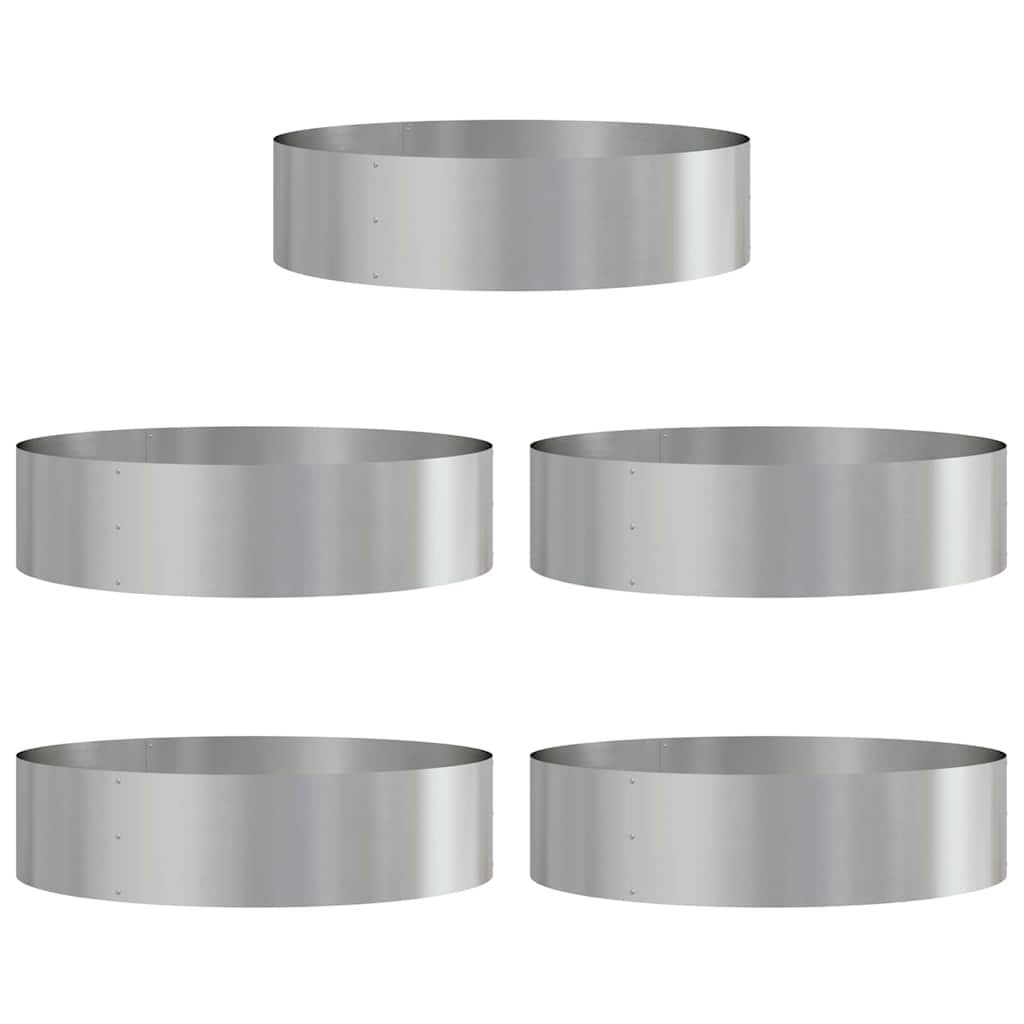 vidaXL Planter Ring 5 pcs Silver 80 x 80 x 20 cm Galvanised Steel 2