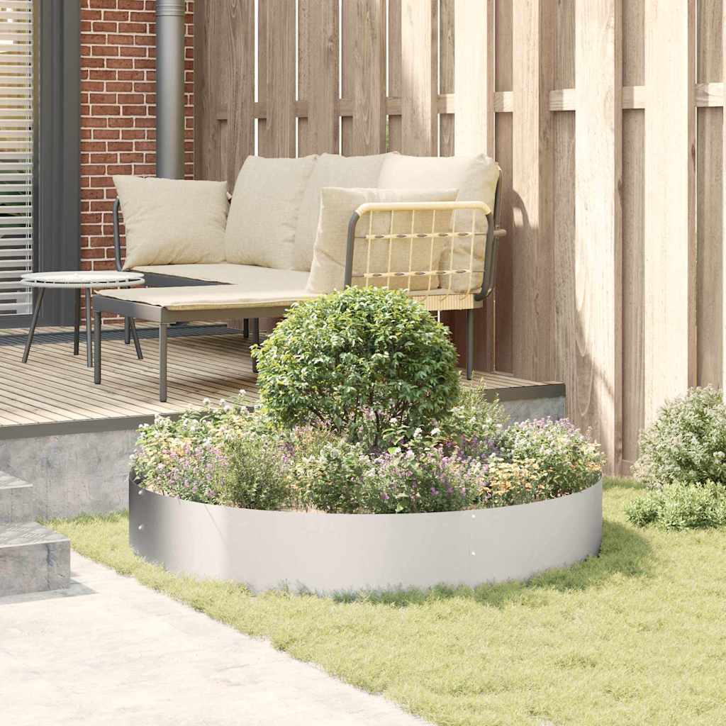 vidaXL Planter Ring Silver 120 x 120 x 20 cm Stainless Steel 4