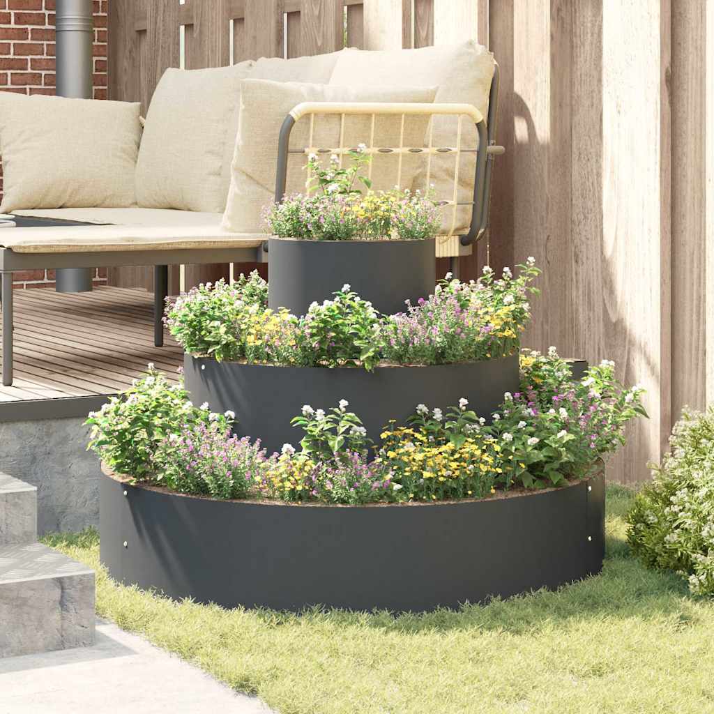 vidaXL Garden Planter Anthracite 90 x 90 x 20 cm Cold-rolled Steel 4