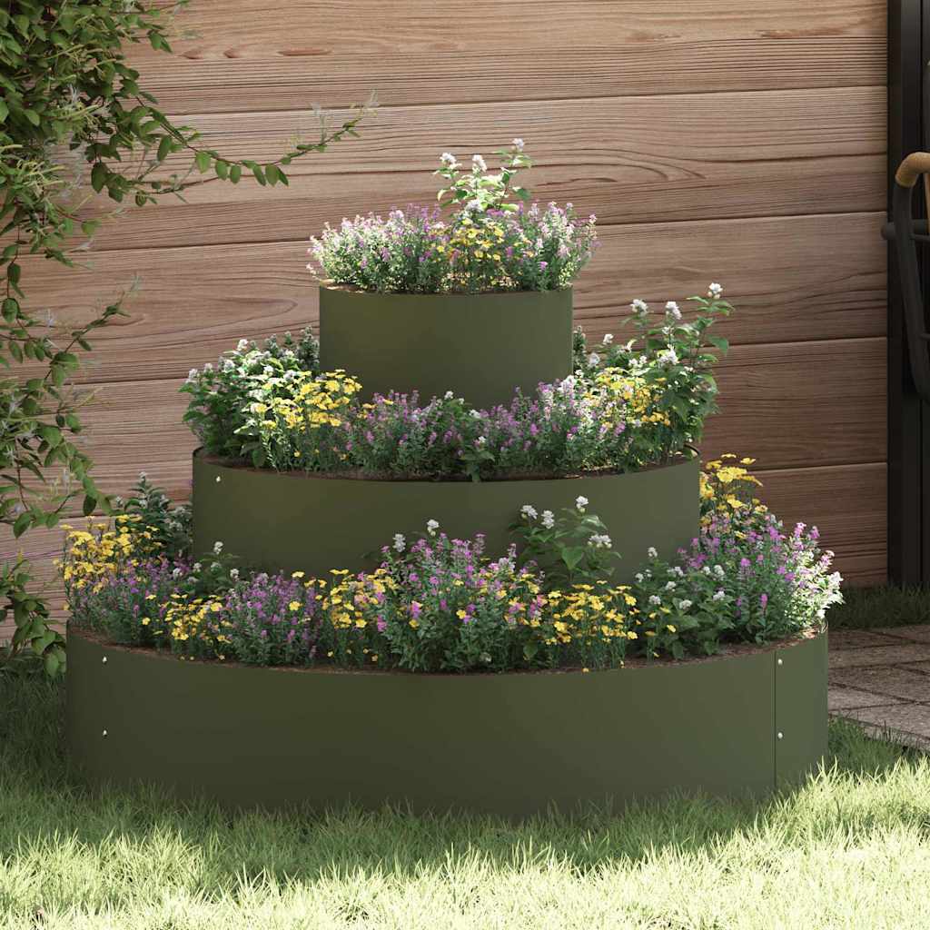 vidaXL Garden Planter Olive Green 90 x 90 x 20 cm Cold-rolled Steel 1