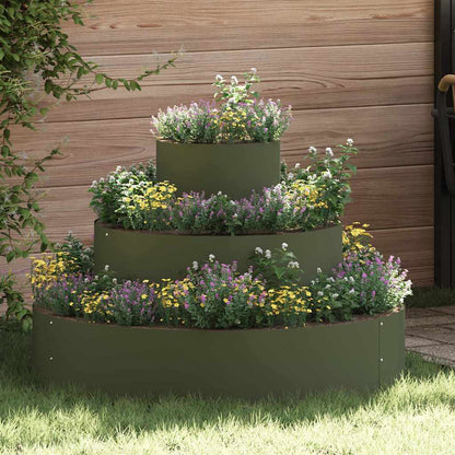 vidaXL Garden Planter Olive Green 90 x 90 x 20 cm Cold-rolled Steel 1