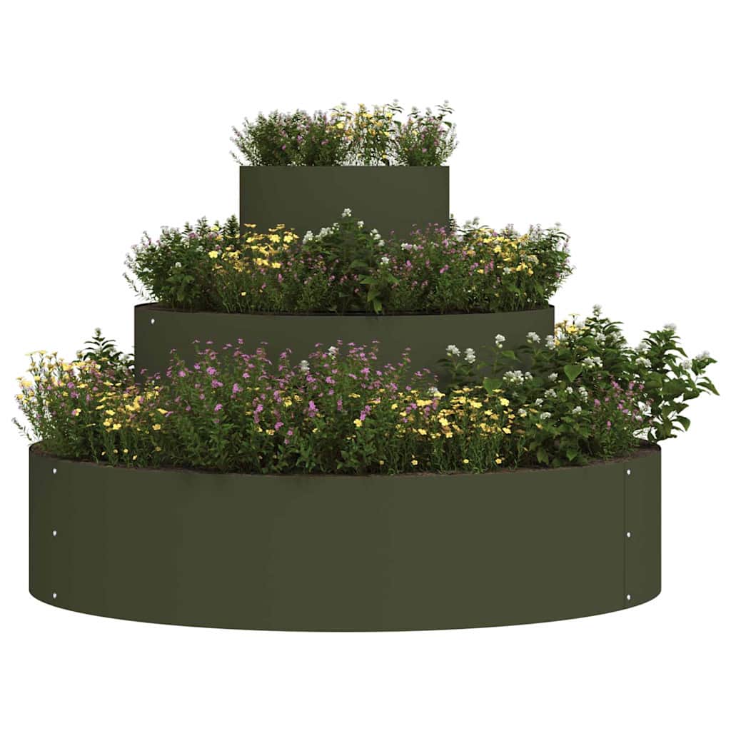 vidaXL Garden Planter Olive Green 90 x 90 x 20 cm Cold-rolled Steel 3