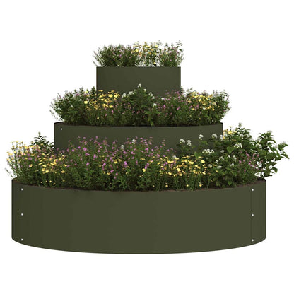 vidaXL Garden Planter Olive Green 90 x 90 x 20 cm Cold-rolled Steel 3