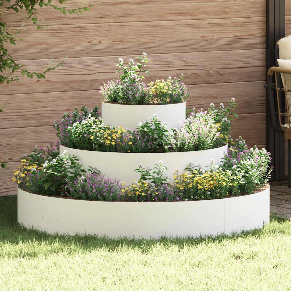 vidaXL Garden Planter White 120 x 120 x 20 cm Cold-rolled Steel 1