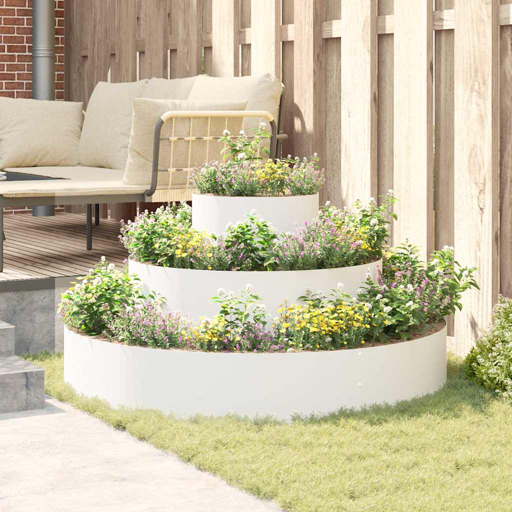 vidaXL Garden Planter White 120 x 120 x 20 cm Cold-rolled Steel 4