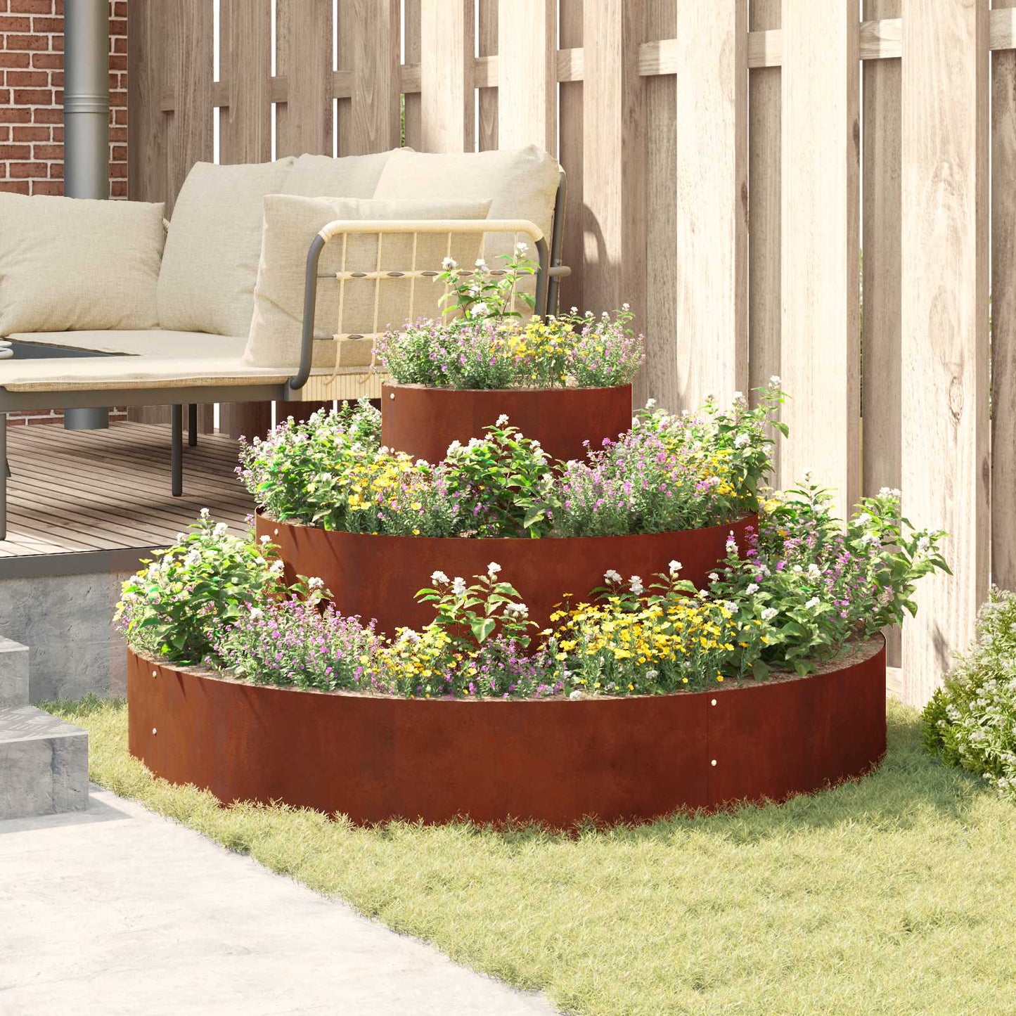 vidaXL Garden Planter Rusty 120 x 120 x 20 cm Weathering Steel 4