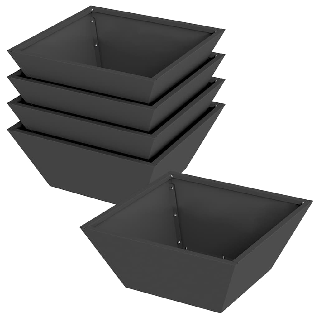 vidaXL Garden Planter 5 pcs Black 40 x 40 x 15 cm Cold-rolled Steel 2