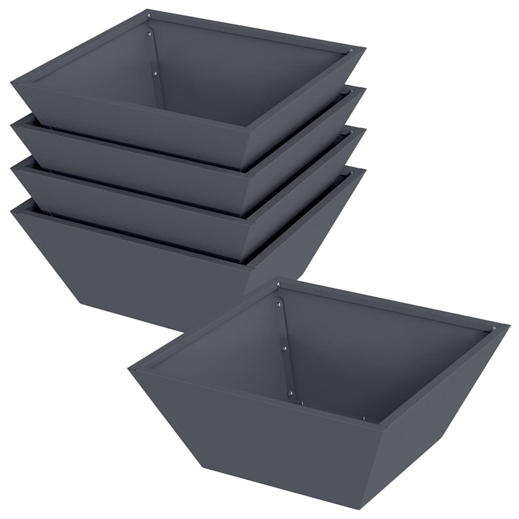 vidaXL Garden Planter 5 pcs Anthracite 40 x 40 x 15 cm 2