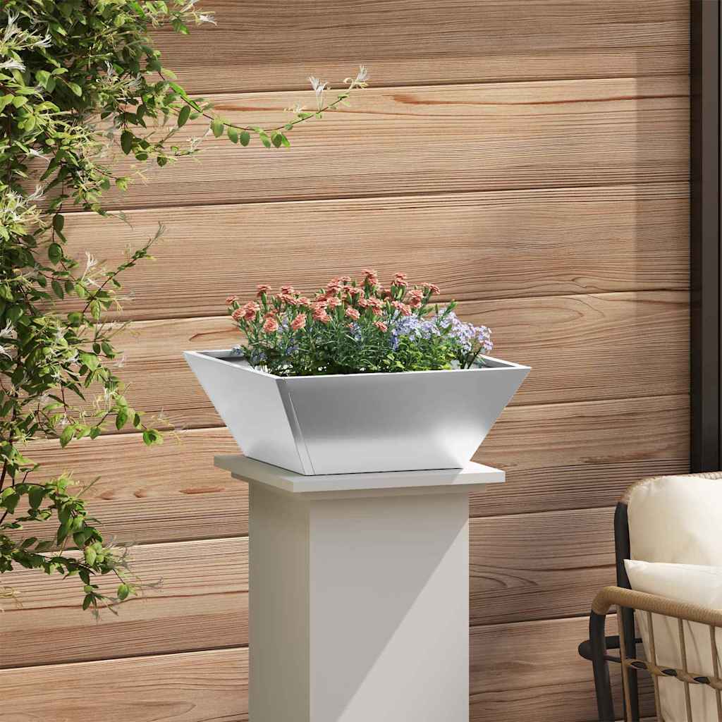 vidaXL Garden Planter 5 pcs Silver 40 x 40 x 15 cm Galvanised Steel 4