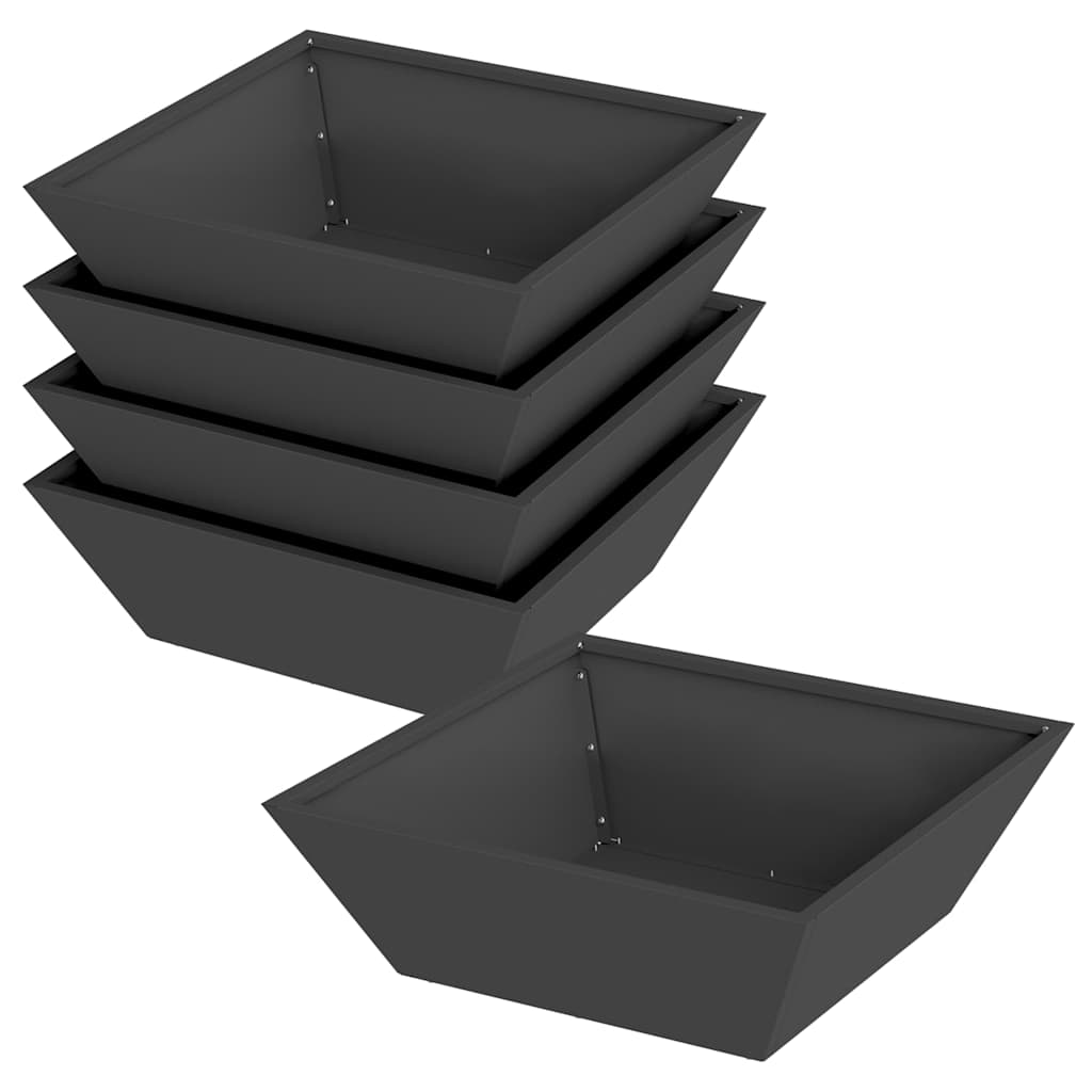 vidaXL Garden Planter 5 pcs Black 50 x 50 x 15 cm Cold-rolled Steel 2