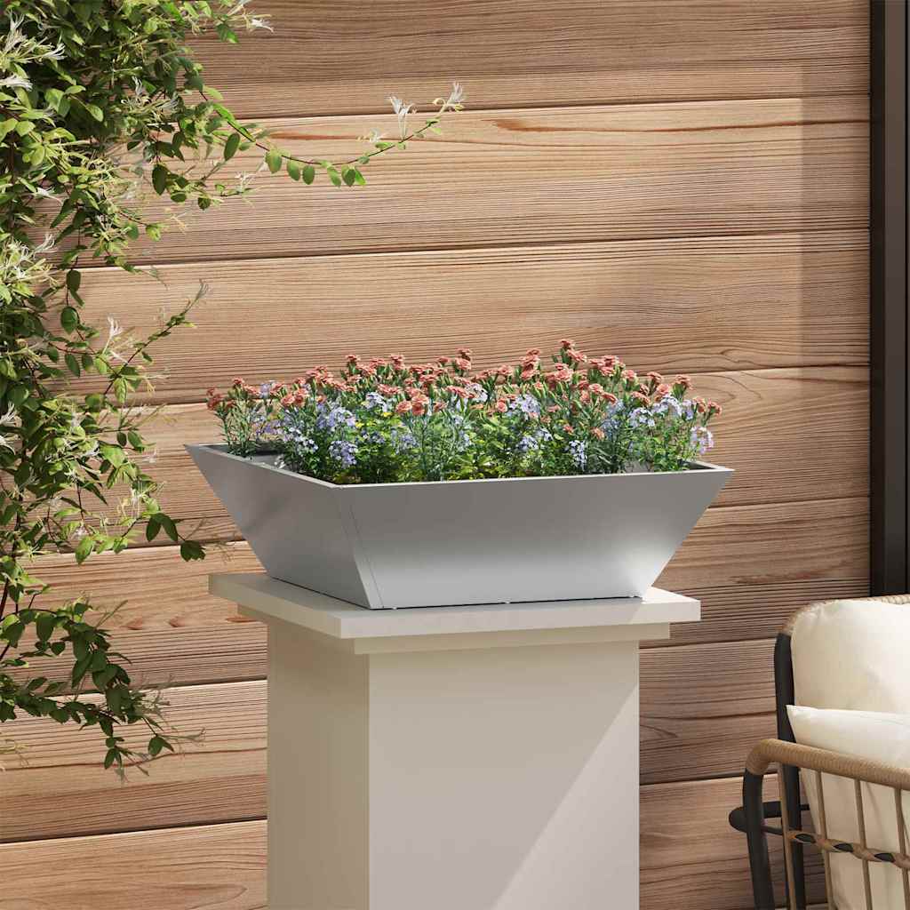 vidaXL Garden Planter 5 pcs Silver 50 x 50 x 15 cm Galvanised Steel 4