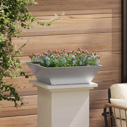 vidaXL Garden Planter 5 pcs Silver 50 x 50 x 15 cm Galvanised Steel 4