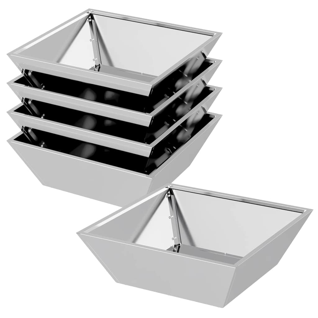 vidaXL Garden Planter 5 pcs Silver 50 x 50 x 15 cm Galvanised Steel 2