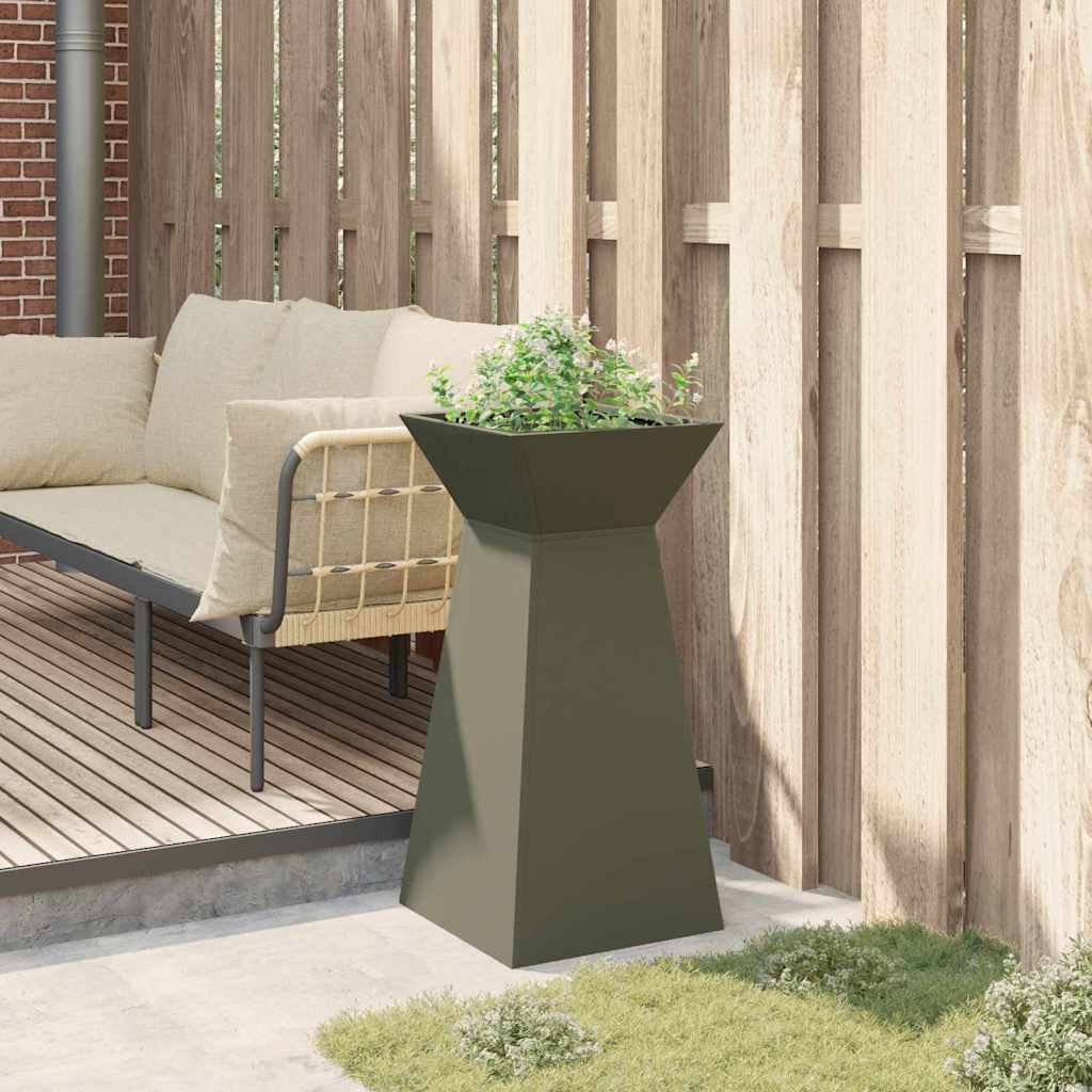vidaXL Pillar Planter Olive Green 35 x 35 x 73 cm Cold-rolled Steel 4