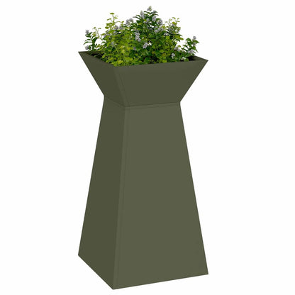 vidaXL Pillar Planter Olive Green 35 x 35 x 73 cm Cold-rolled Steel 3
