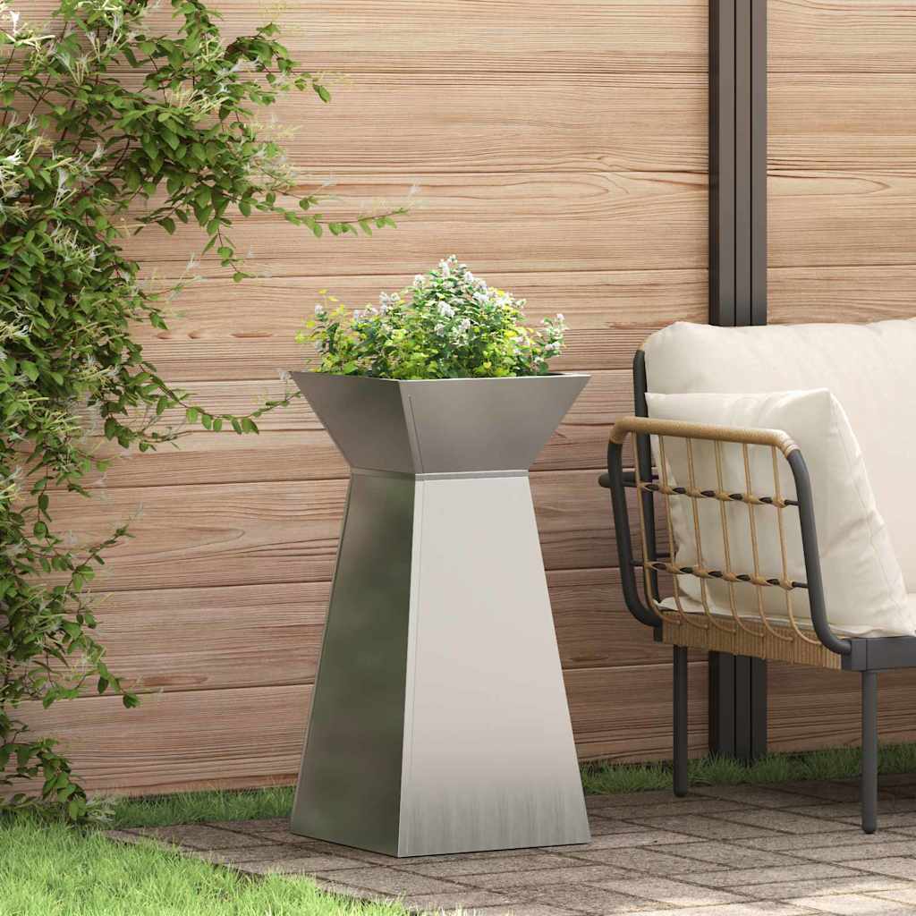 vidaXL Pillar Planter 2 pcs Silver 35 x 35 x 73 cm Galvanised Steel 1