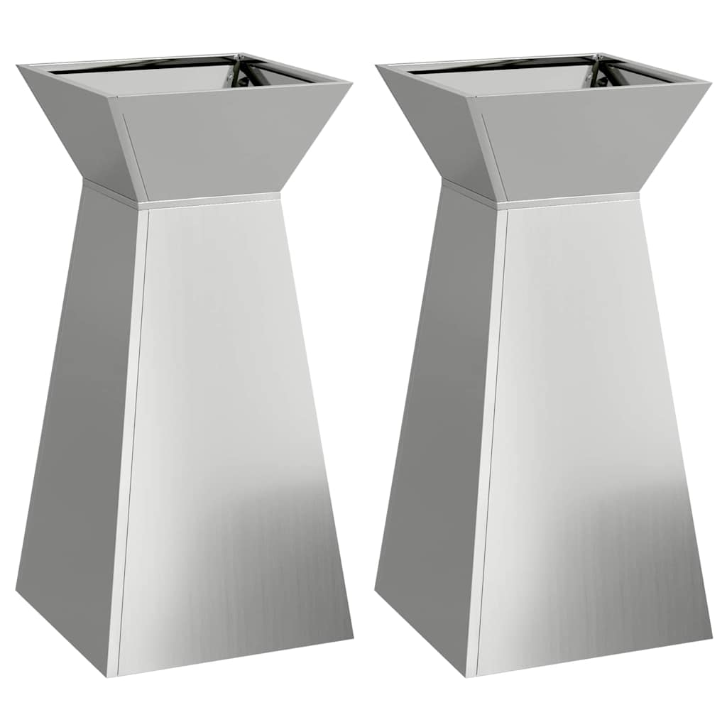 vidaXL Pillar Planter 2 pcs Silver 35 x 35 x 73 cm Galvanised Steel 2