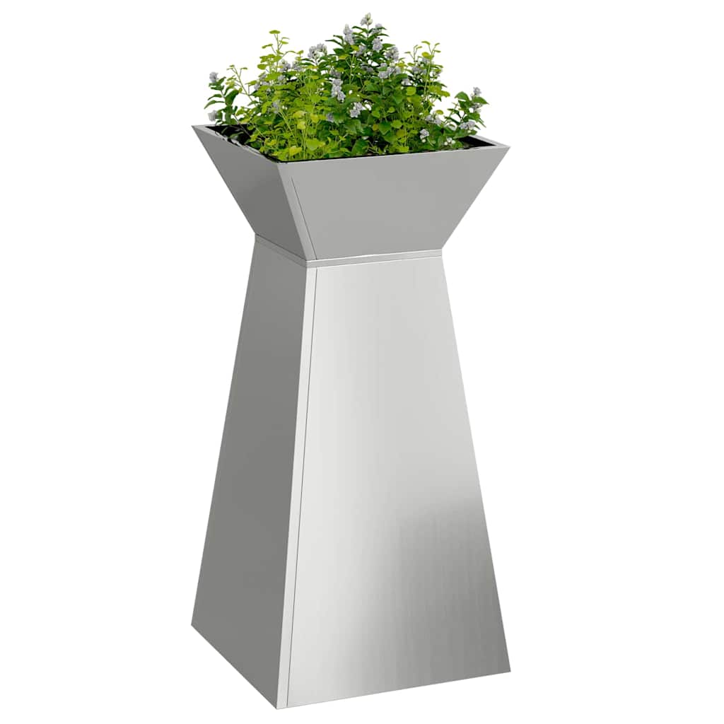 vidaXL Pillar Planter 2 pcs Silver 35 x 35 x 73 cm Galvanised Steel 3