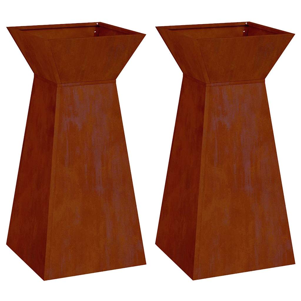 vidaXL Pillar Planter 2 pcs Rusty 35 x 35 x 73 cm Weathering Steel 2