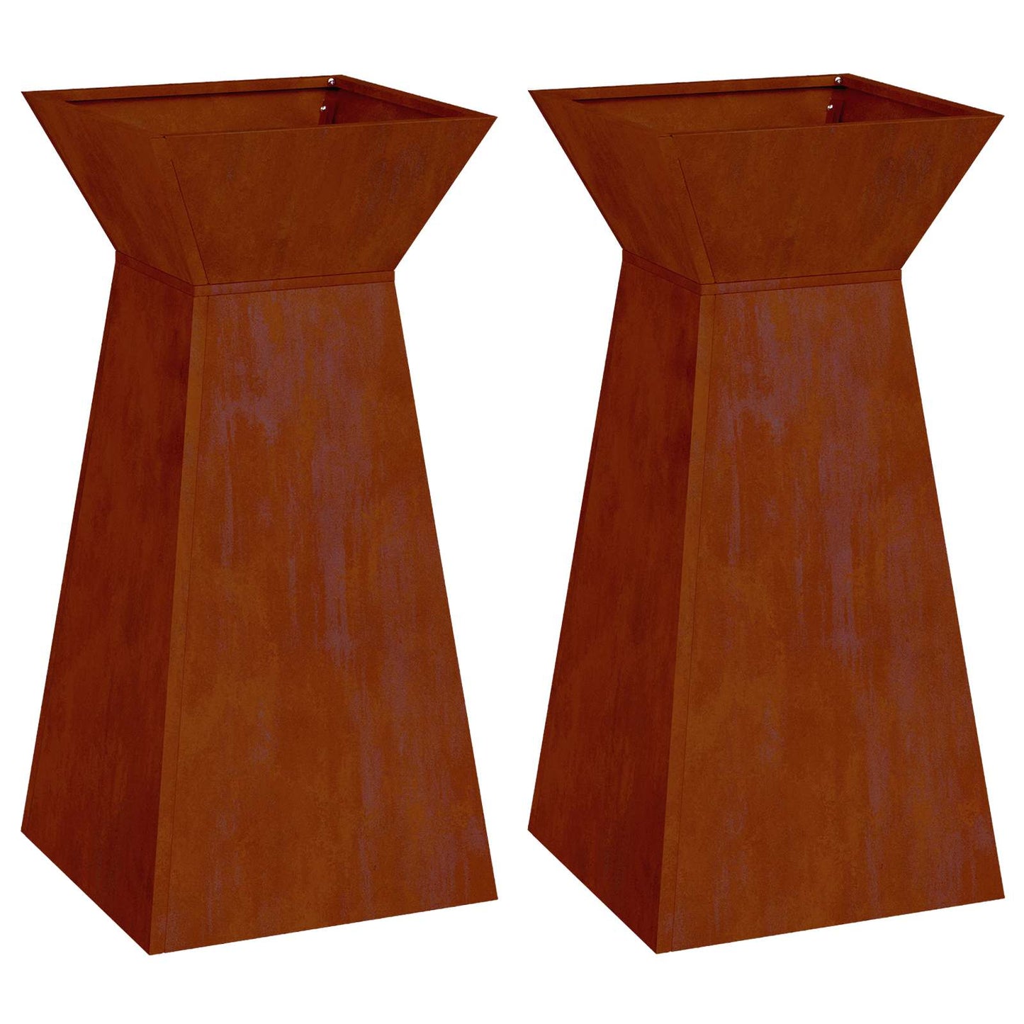 vidaXL Pillar Planter 2 pcs Rusty 35 x 35 x 73 cm Weathering Steel 5