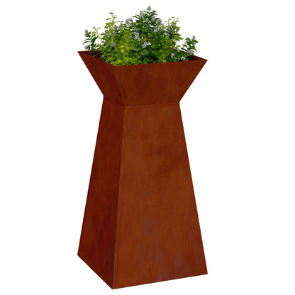 vidaXL Pillar Planter 2 pcs Rusty 35 x 35 x 73 cm Weathering Steel 3