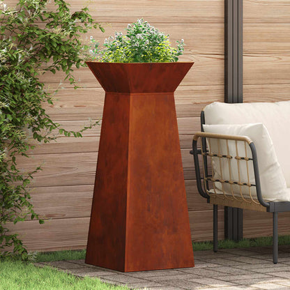 vidaXL Pillar Planter Rusty 40 x 40 x 100 cm Weathering Steel 1