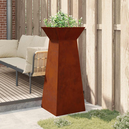 vidaXL Pillar Planter Rusty 40 x 40 x 100 cm Weathering Steel 4