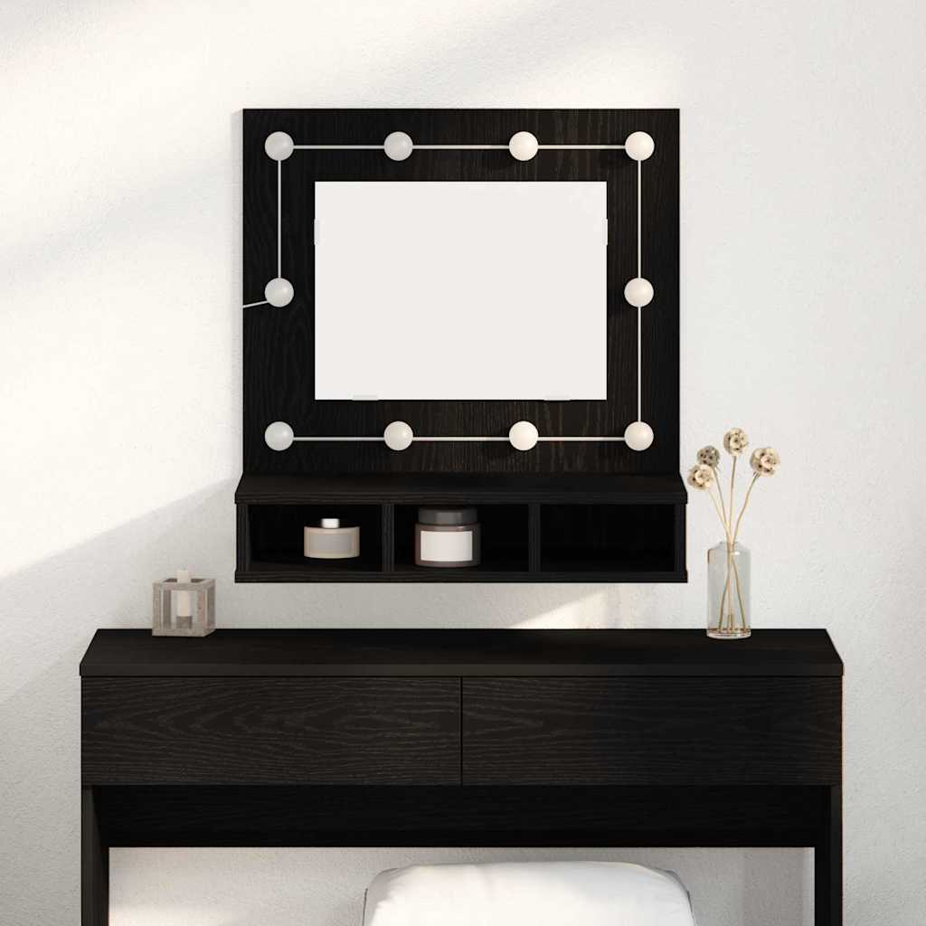 vidaXL Mirror Cabinet Black Oak 60 x 31.5 x 62 cm Engineered Wood 1