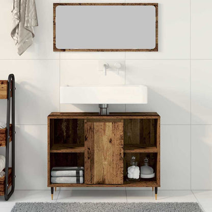 vidaXL Bathroom Cabinet Old Wood 80 x 33 x 60 cm Engineered Wood 4