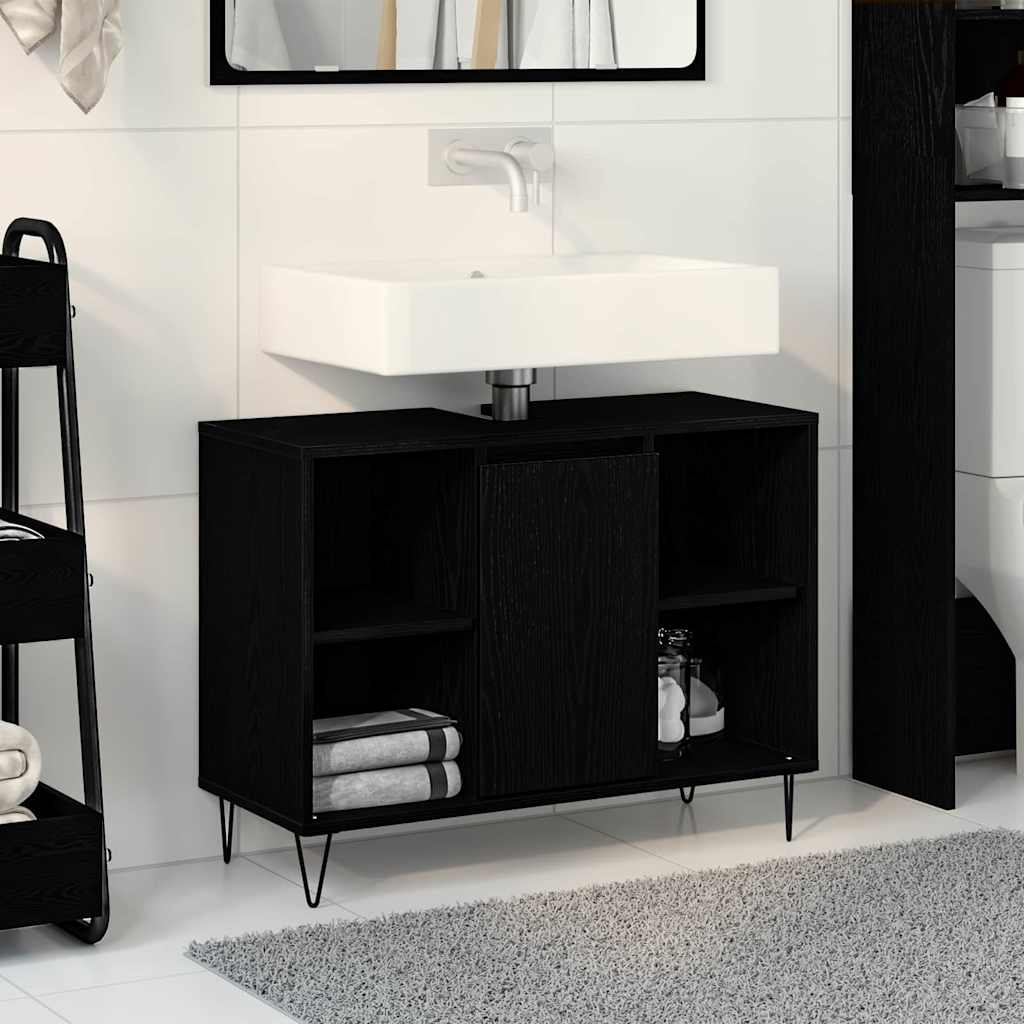 vidaXL Bathroom Cabinet Black 80 x 33 x 60 cm Engineered Wood 1