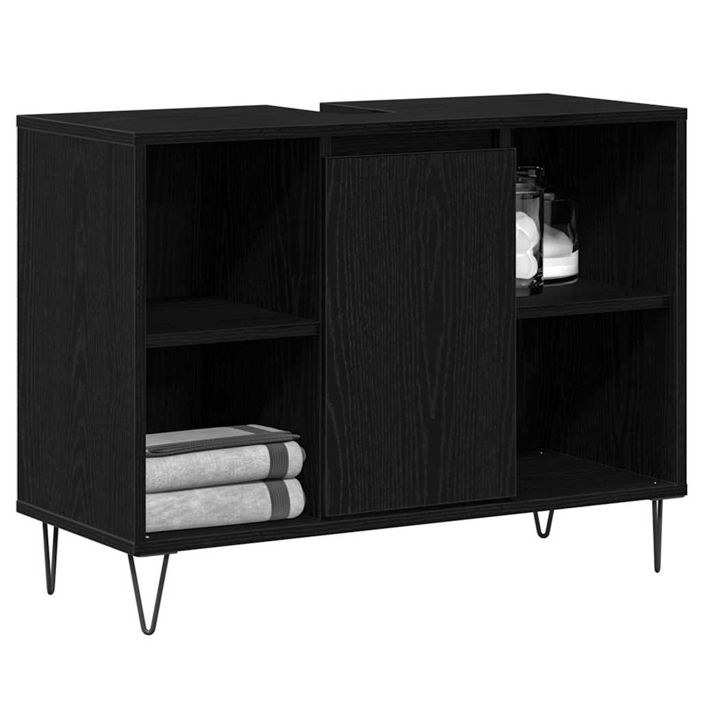 vidaXL Bathroom Cabinet Black 80 x 33 x 60 cm Engineered Wood 3