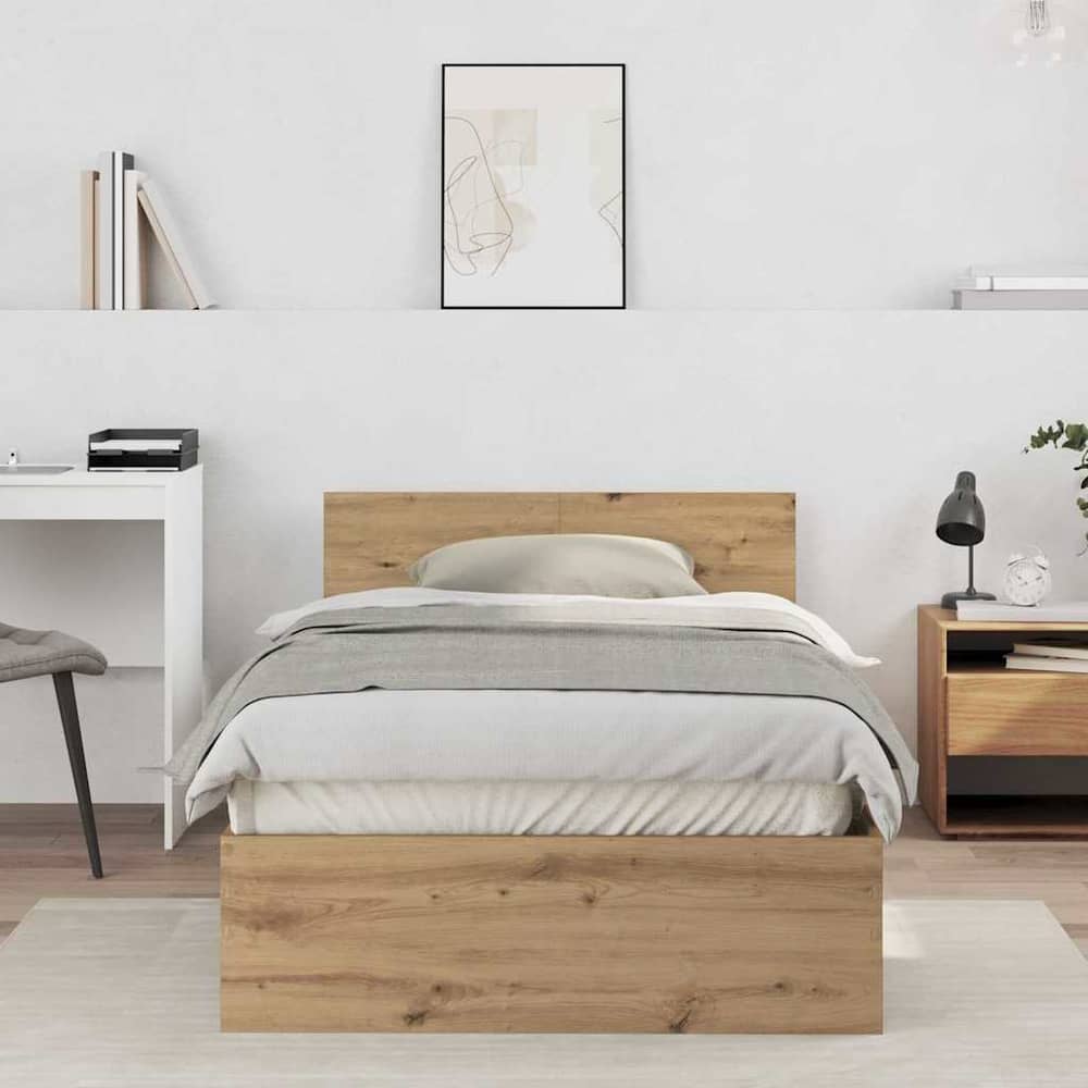 Bed Frame with Headboard Artisan Oak 100 x 200 cm