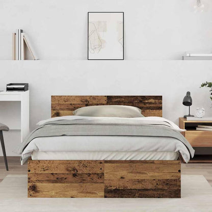 Bed Frame with Headboard Engineered wood Old Wood 120 x 190 cm