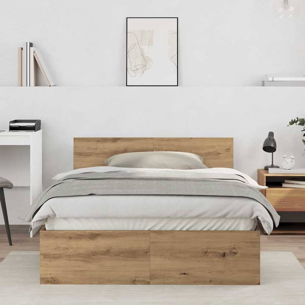 Bed Frame with Headboard Artisan Oak 120 x 190 cm