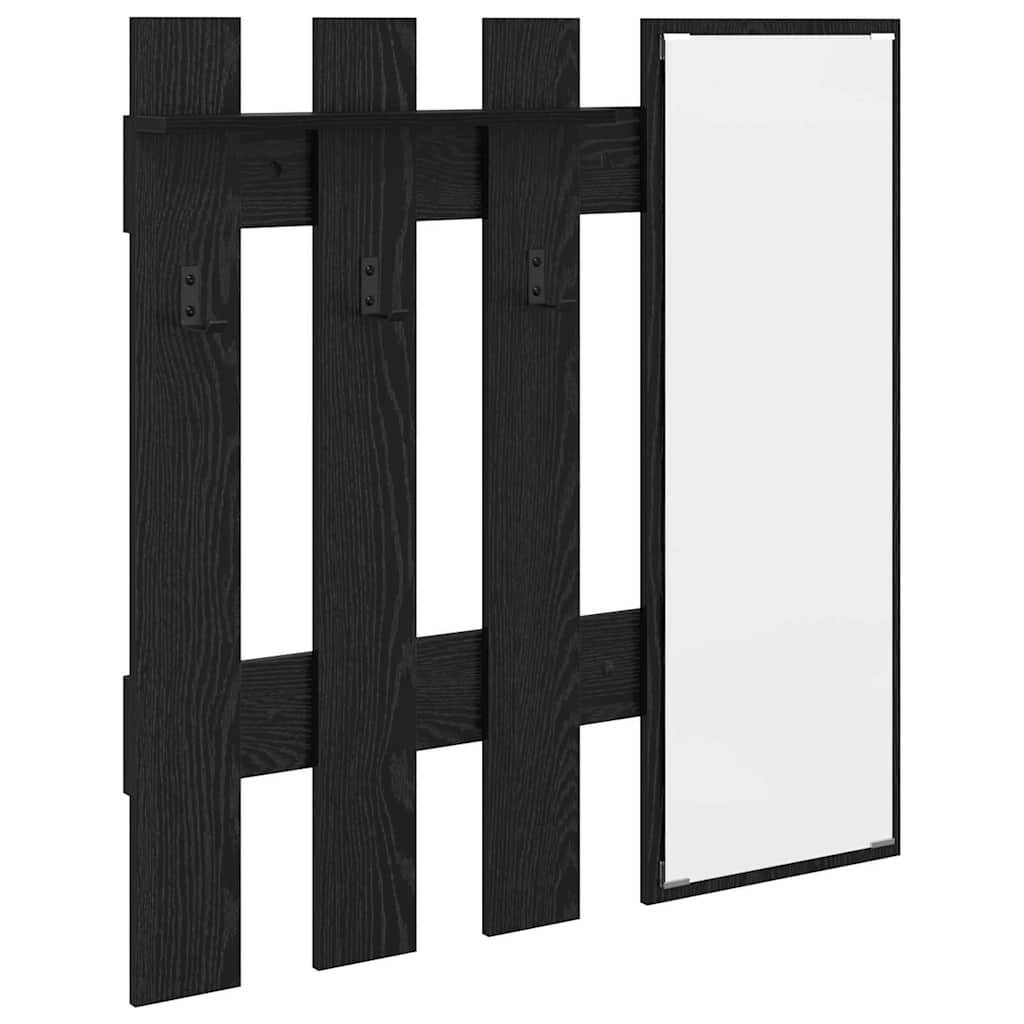 vidaXL Wall-Mounted Coat Rack Wall-Mounted Black Oak 100 x 10 x 100 cm 2
