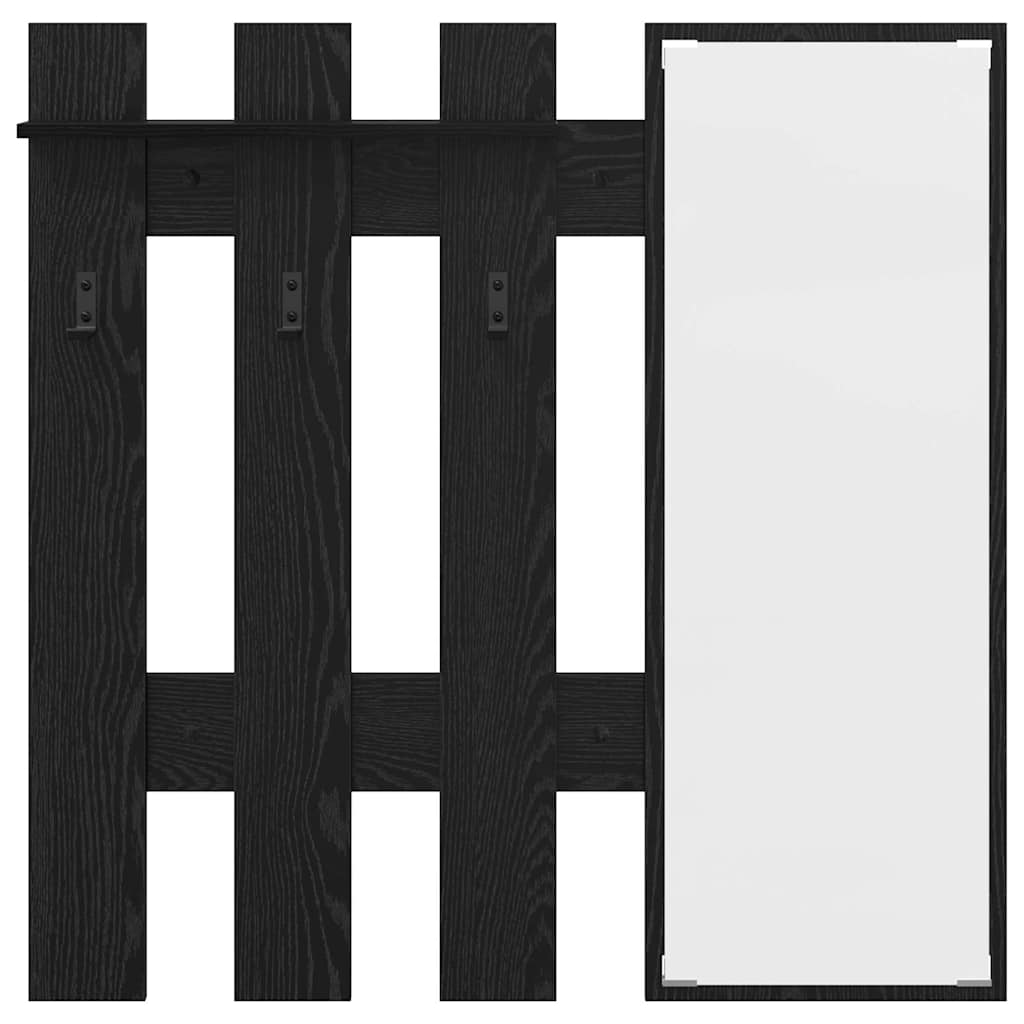 vidaXL Wall-Mounted Coat Rack Wall-Mounted Black Oak 100 x 10 x 100 cm 5
