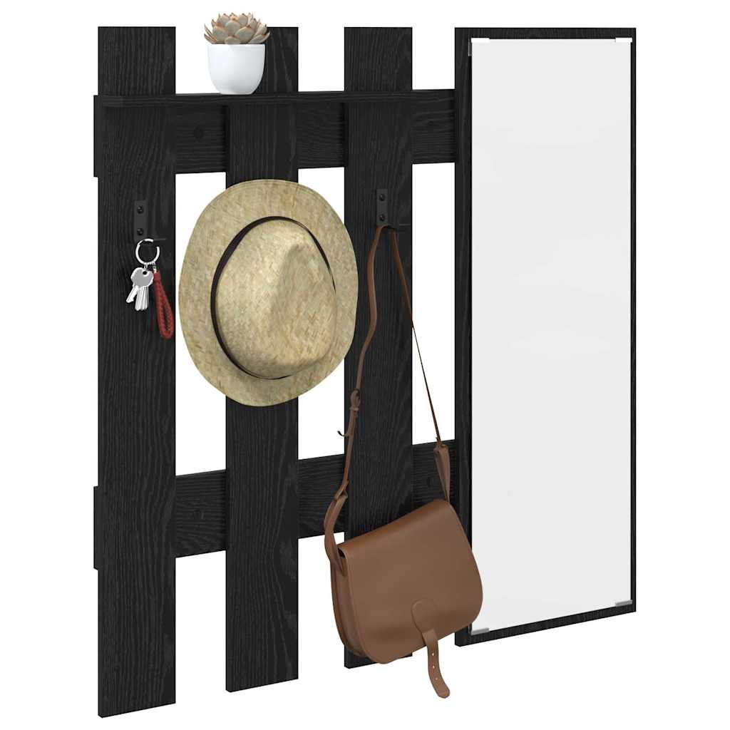 vidaXL Wall-Mounted Coat Rack Wall-Mounted Black Oak 100 x 10 x 100 cm 3