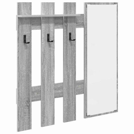 Wall-mounted coat rack with three hooks and a shelf, grey Sonoma finish
