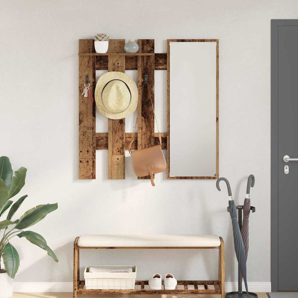 vidaXL Wall-Mounted Coat Rack Wall-Mounted Old Wood 100 x 10 x 100 cm 1