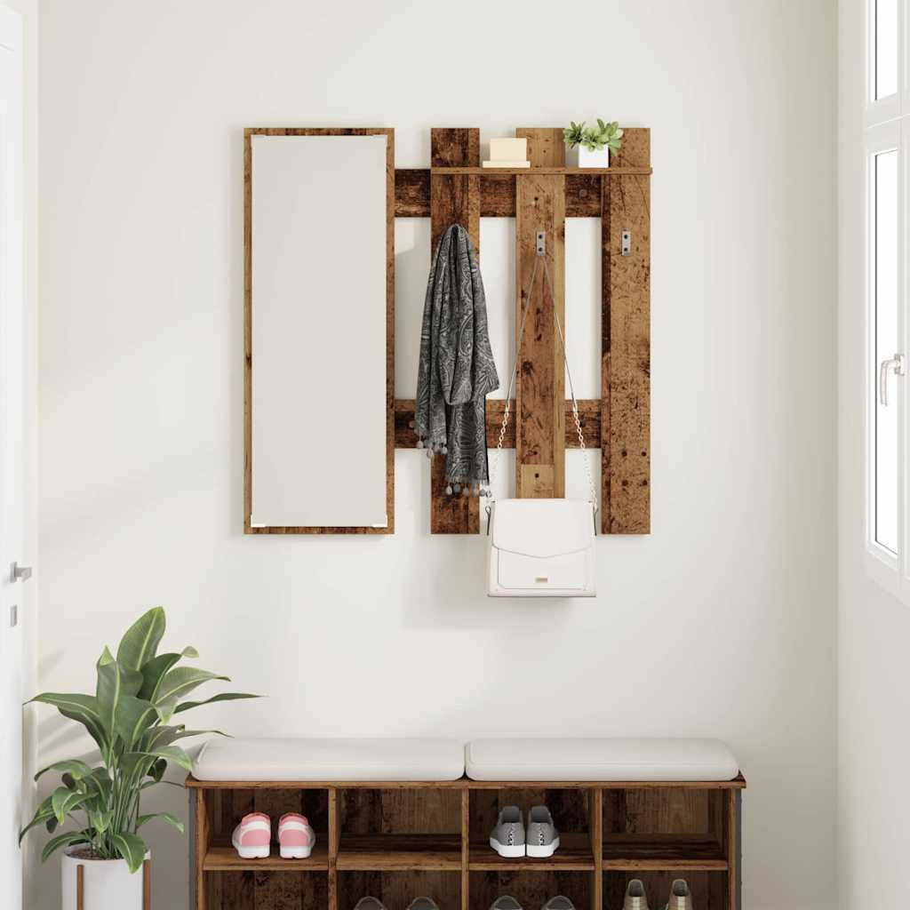 vidaXL Wall-Mounted Coat Rack Wall-Mounted Old Wood 100 x 10 x 100 cm 4